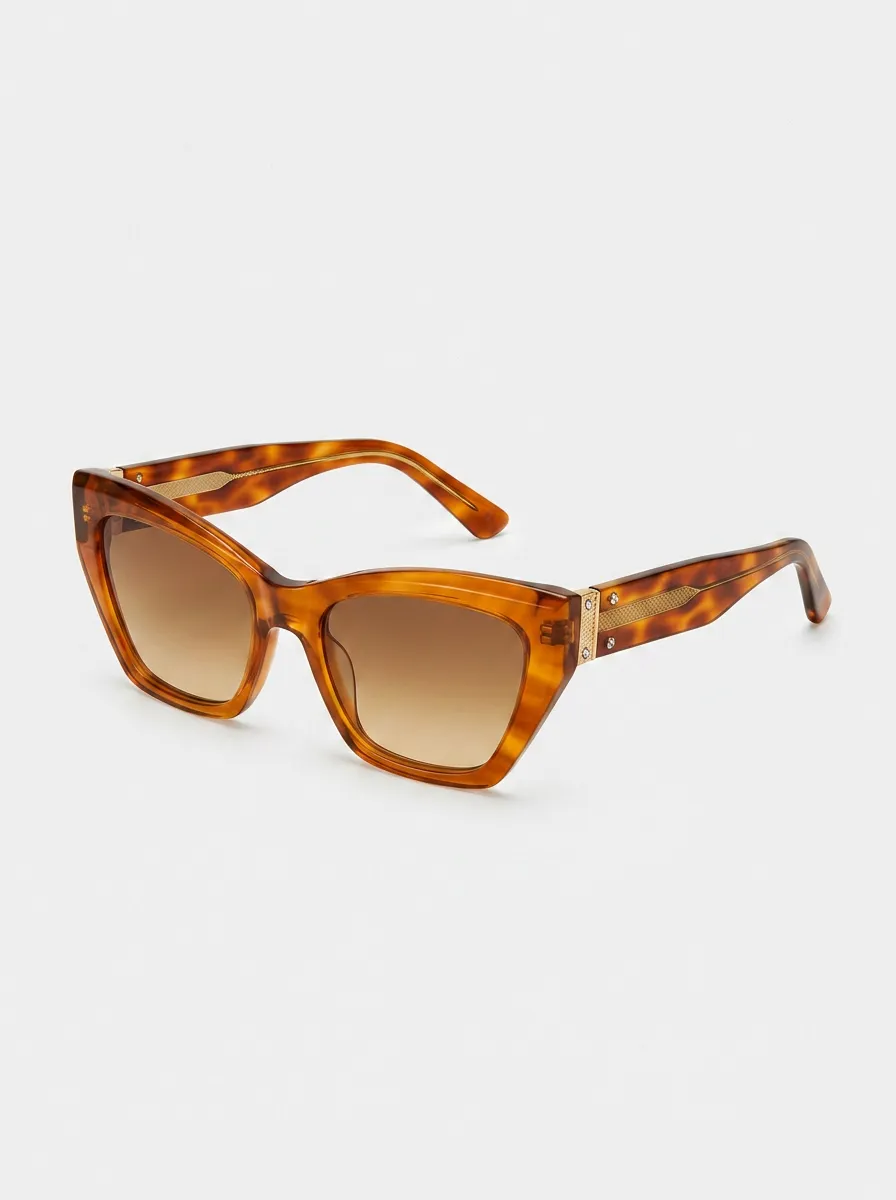 Women's Vintage Style Tortoiseshell Patterned Cat Eye Sunglasses - Refined Retro Style