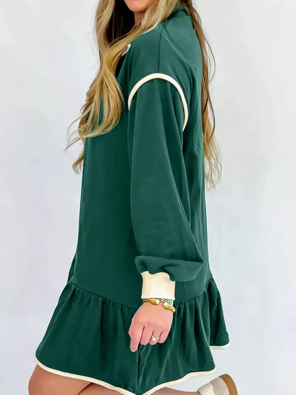Ruffle Drop Shoulder Mini Dress