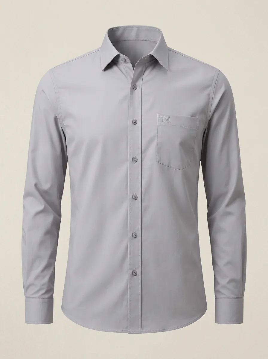 Men's Harbor Non-Iron Cotton Embroidered Accent Long Sleeve Shirt