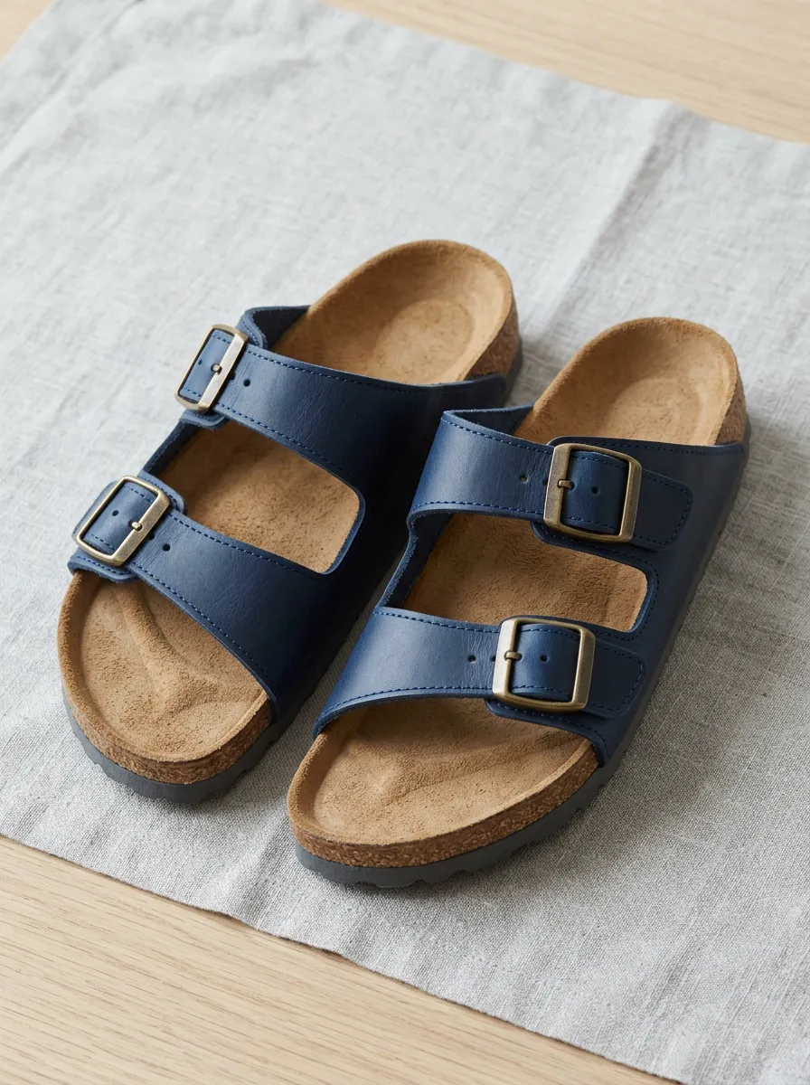 Unisex Double Buckle Classic Cork Footbed Sandals