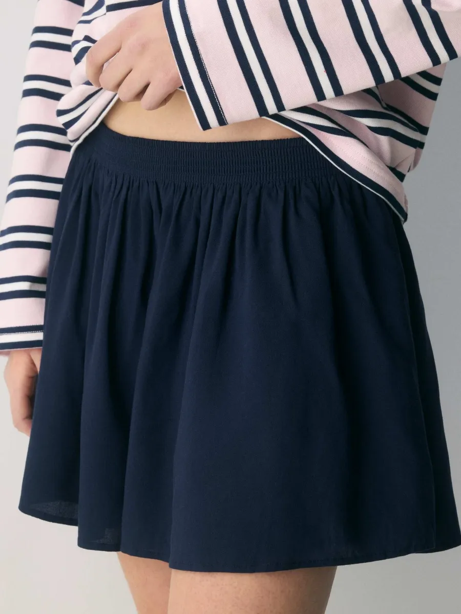 Casual Elastic Waist Skirt