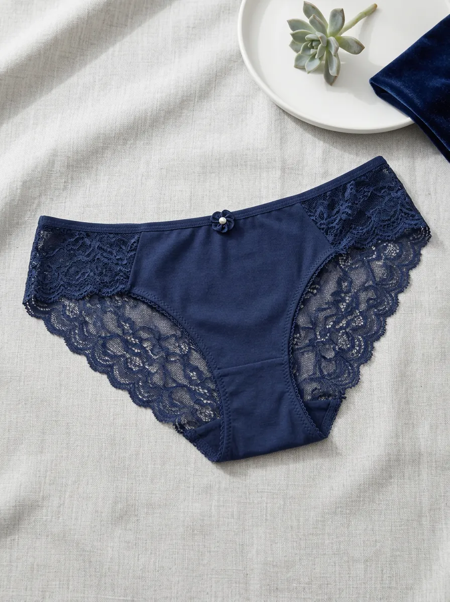 Women's Relaxed Floral Lace Trimmed Cotton Panties