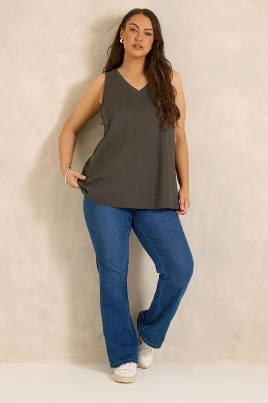 ESSENTIAL Curve 2 Pack Brown & Berry Red Cotton Vest Tops detail 2