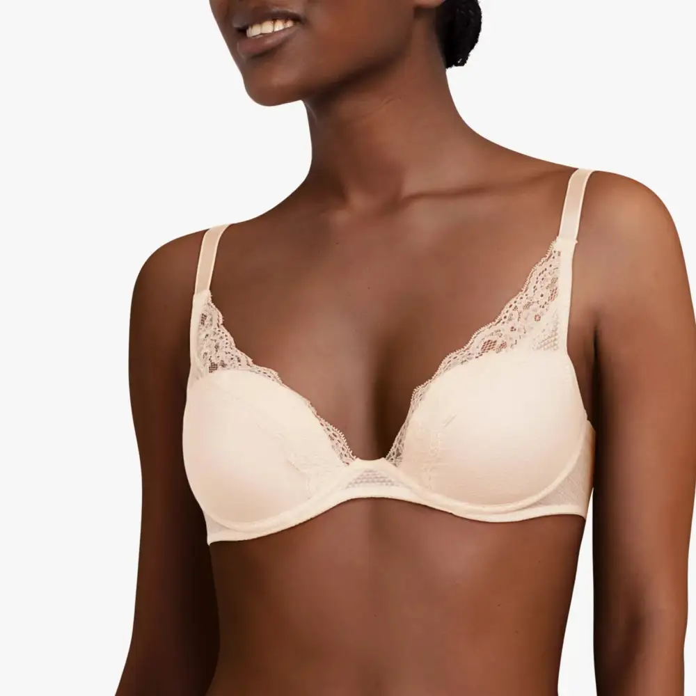 Women's Push-Up Plunge Padded Lace Mesh Smoothing Bra