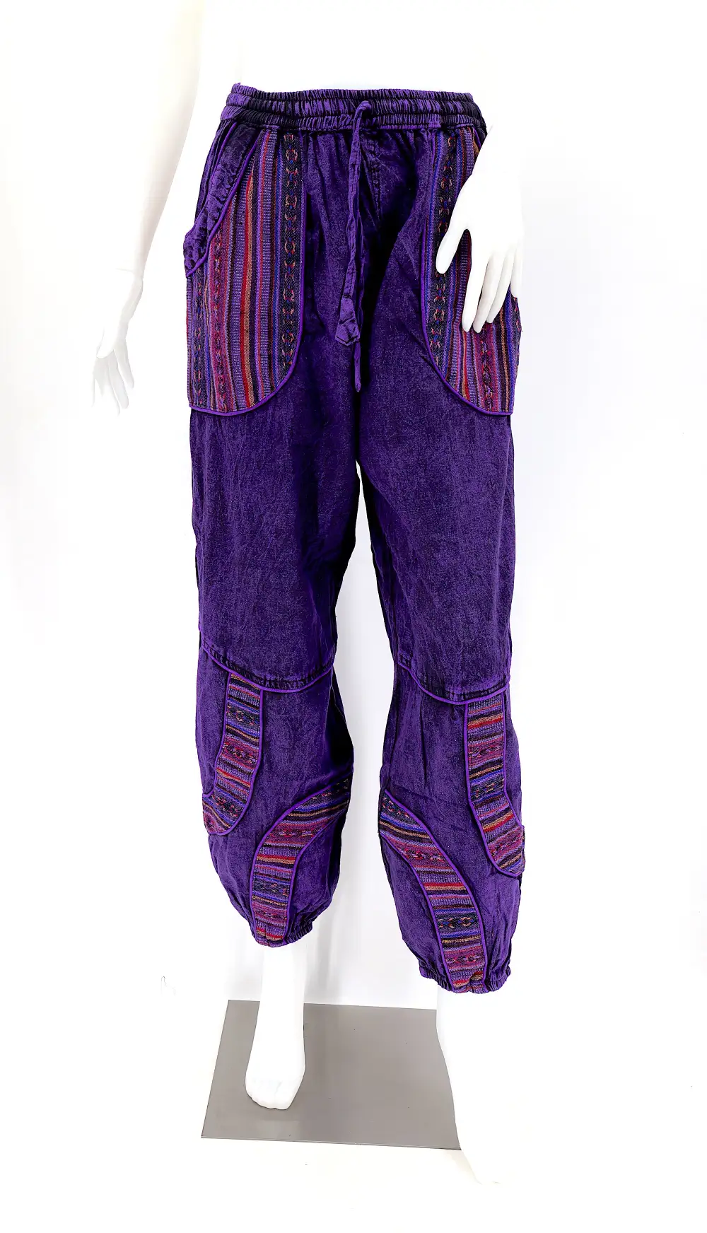 Women's Harem Patchwork Stone Washed Pants
