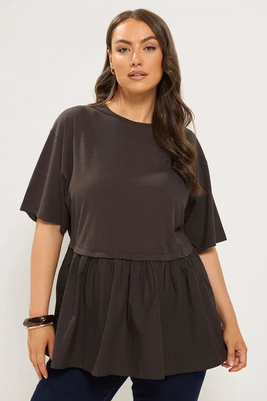 Chocolate Brown Poplin T-Shirt