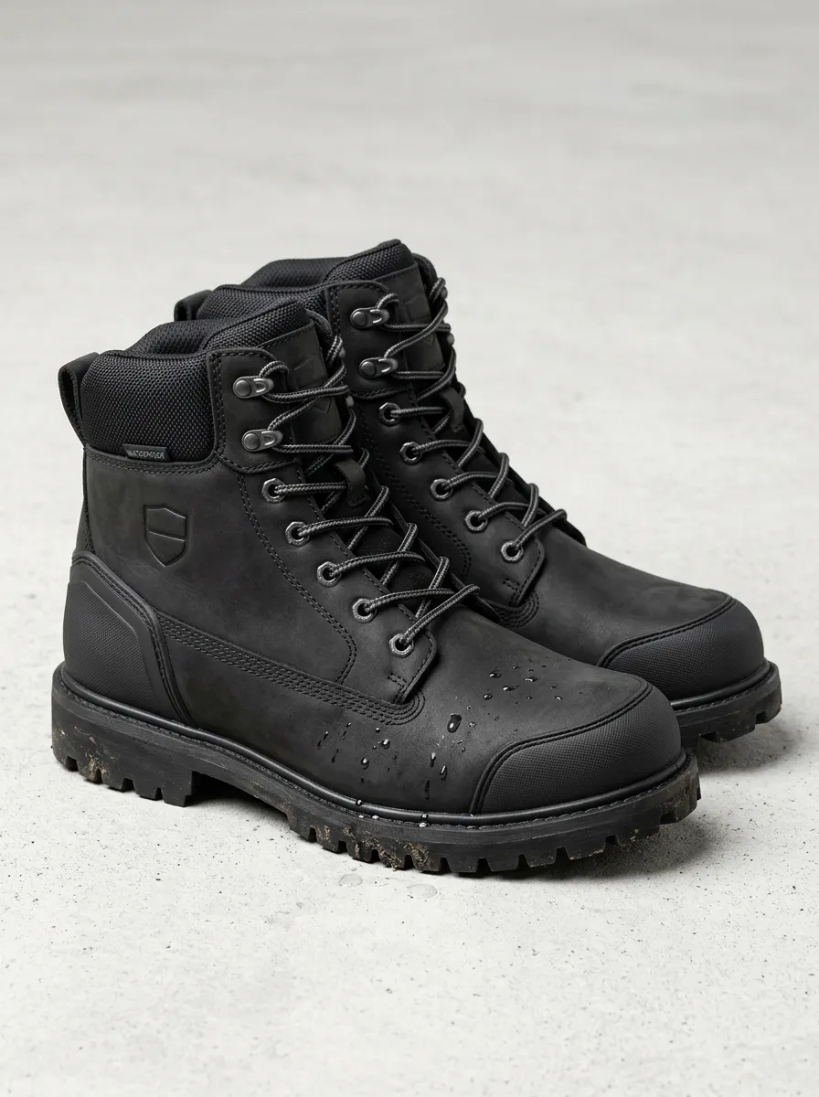 Utility-Ready Tactical Leather-Look Men's Waterproof Work Boots