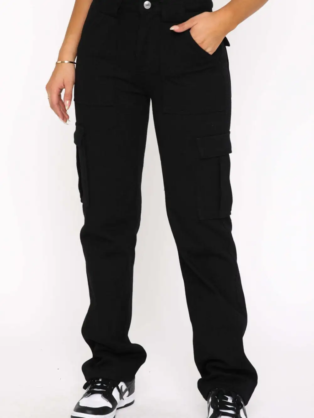 Straight Leg Pocketed Casual Everyday Cargo Pants