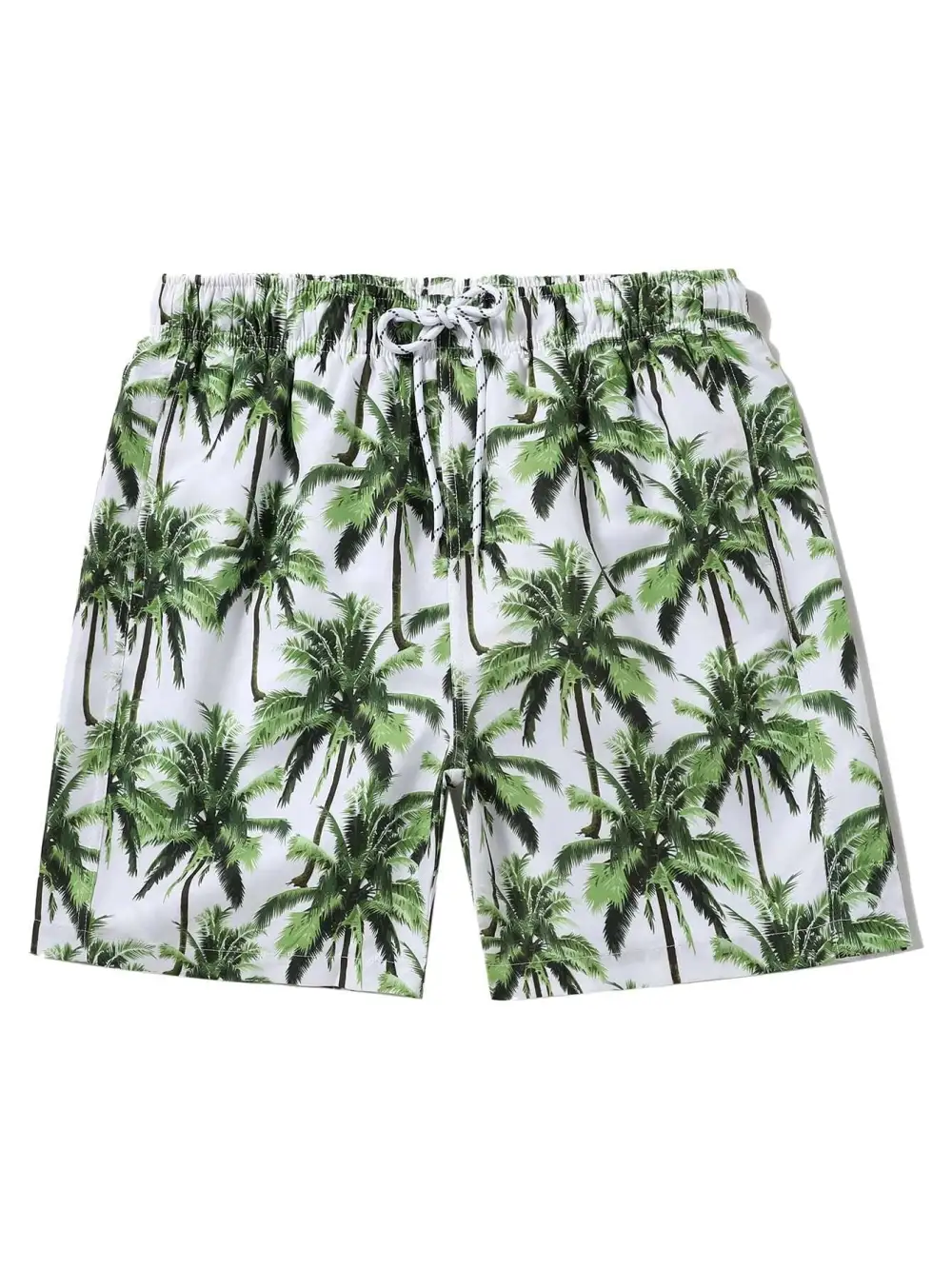 Men's Drawstring Coconut Tree Print Swim Trunks