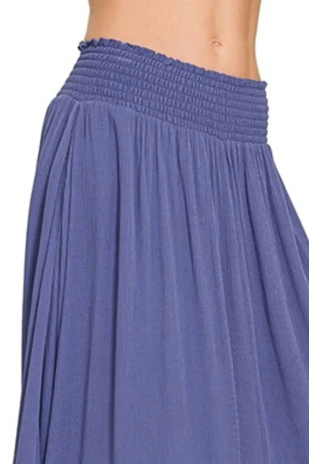 Lightweight Smocked Pocket Detail Skirt