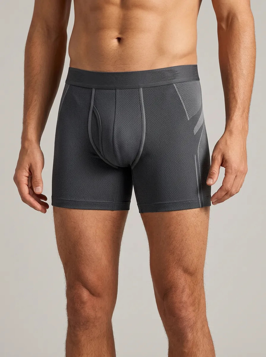Men's Charcoal Grey Engineered Mesh Boxer Briefs