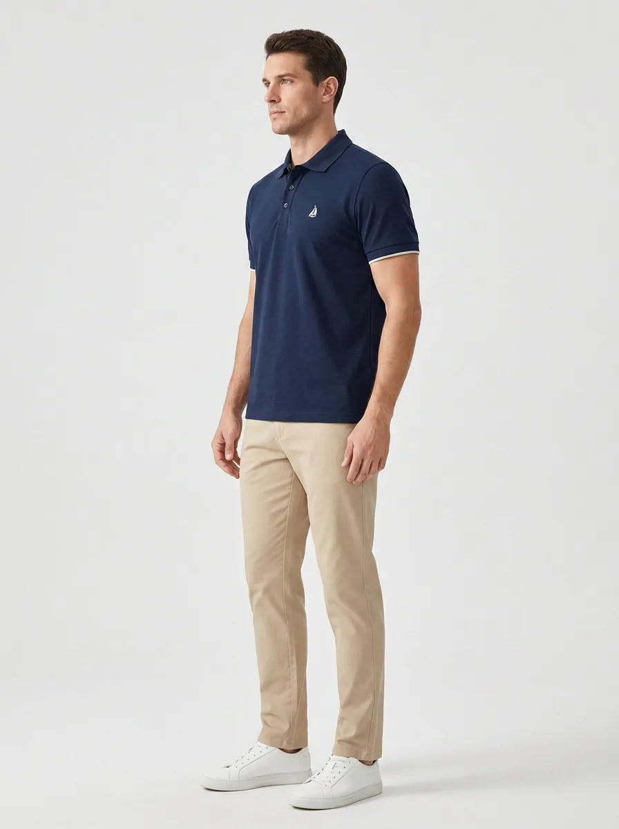 Sailboat-Detail -Detail Nautical-Inspired Men's Polo Shirt