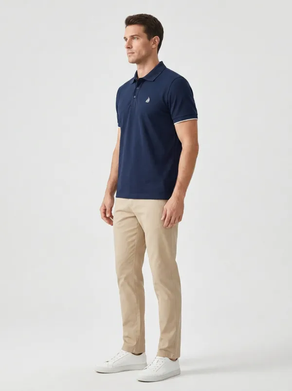 Sailboat-Detail -Detail Nautical-Inspired Men's Polo Shirt