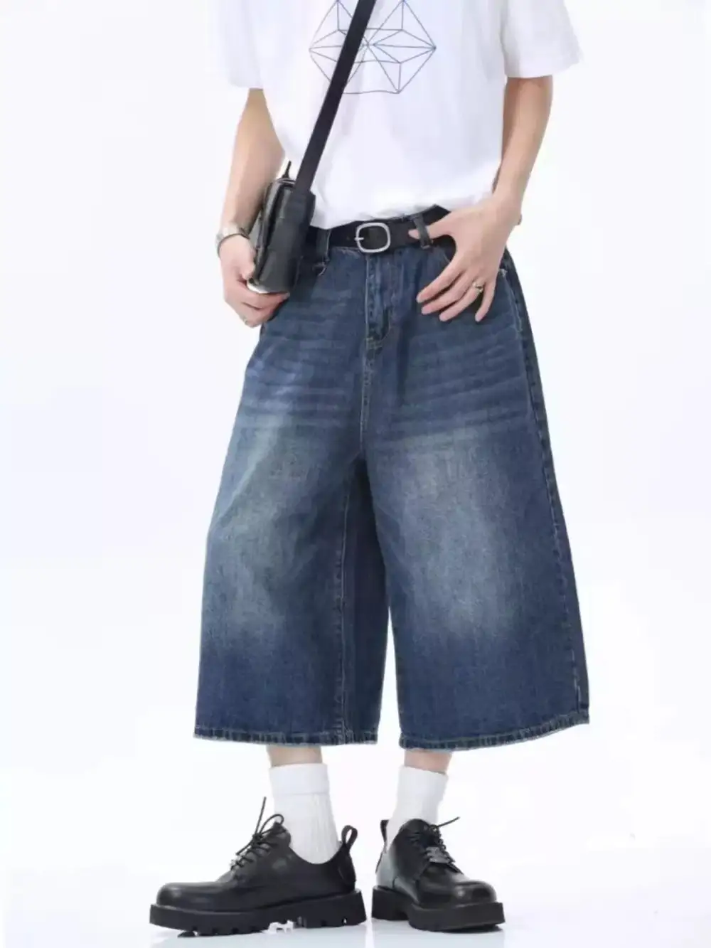Men's Full Size Vintage Wash Wide Leg Denim