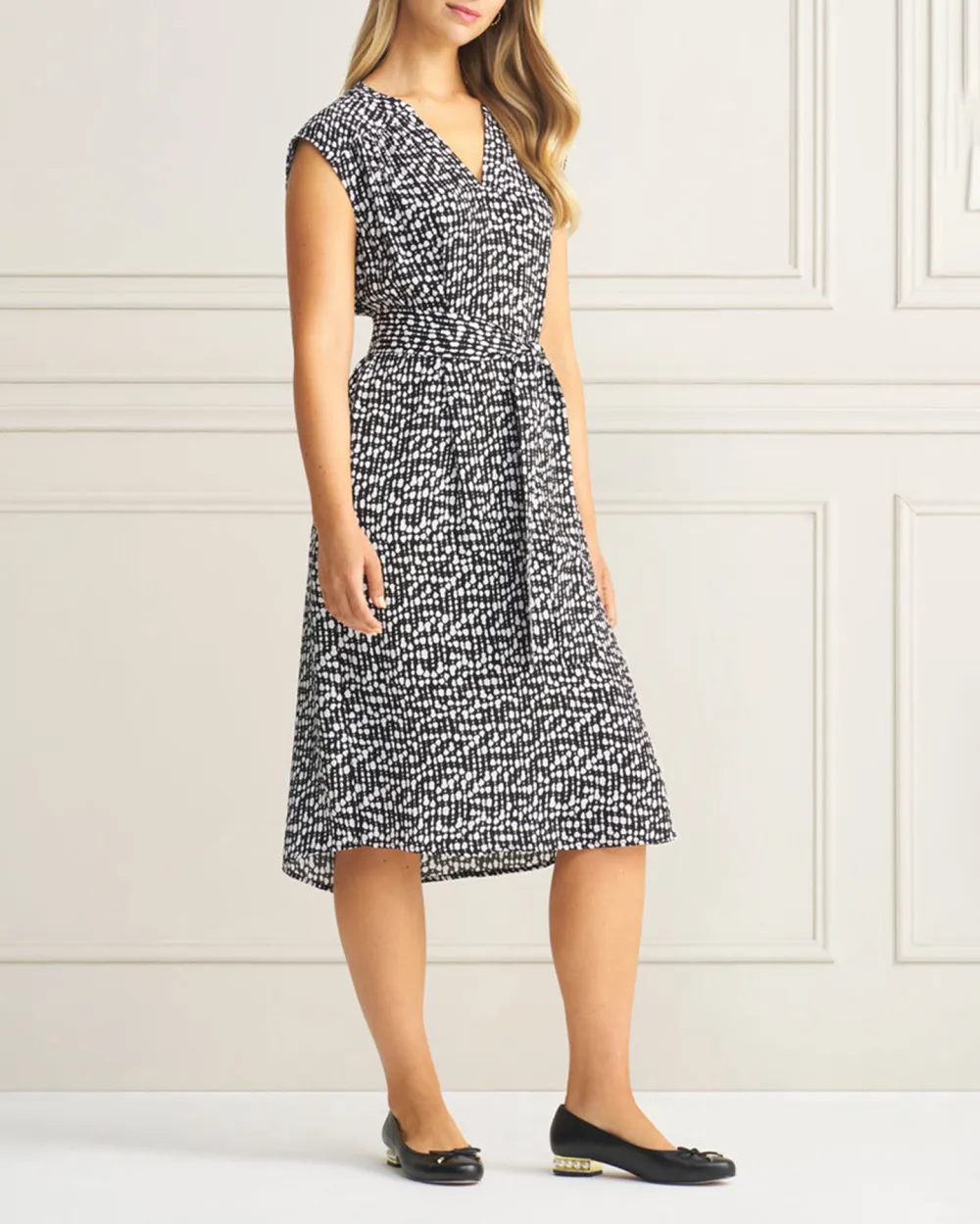 V-Neck Crepe Dress