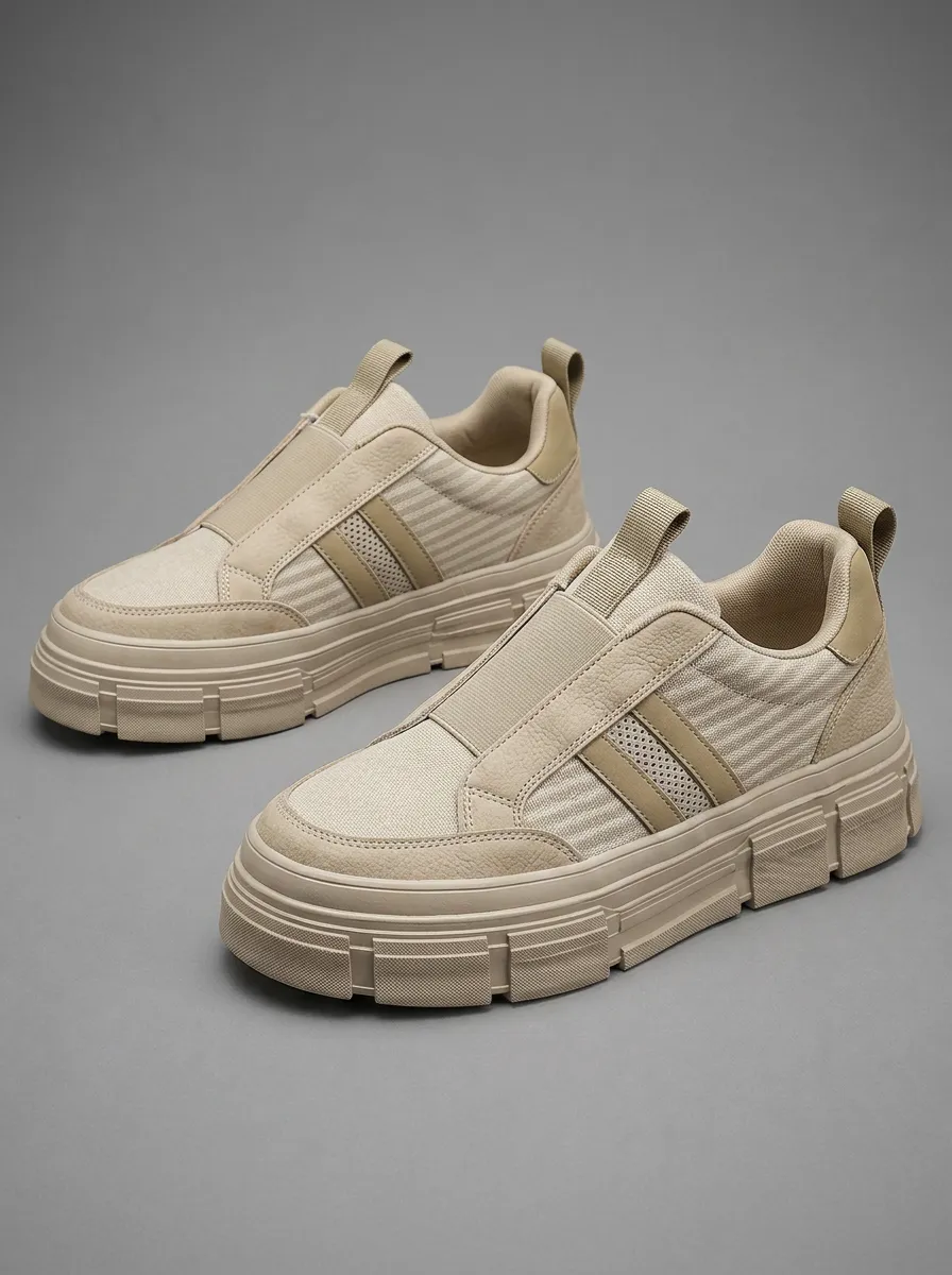 Men's Striped Texture Slip-on Skate Shoes