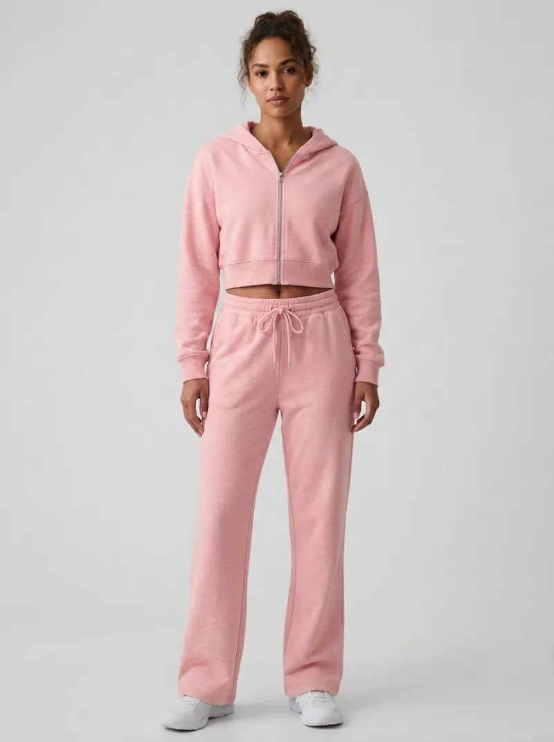 Women's Statement Sport Inspired Cropped Hooded Jacket and Flare Pants Active Set