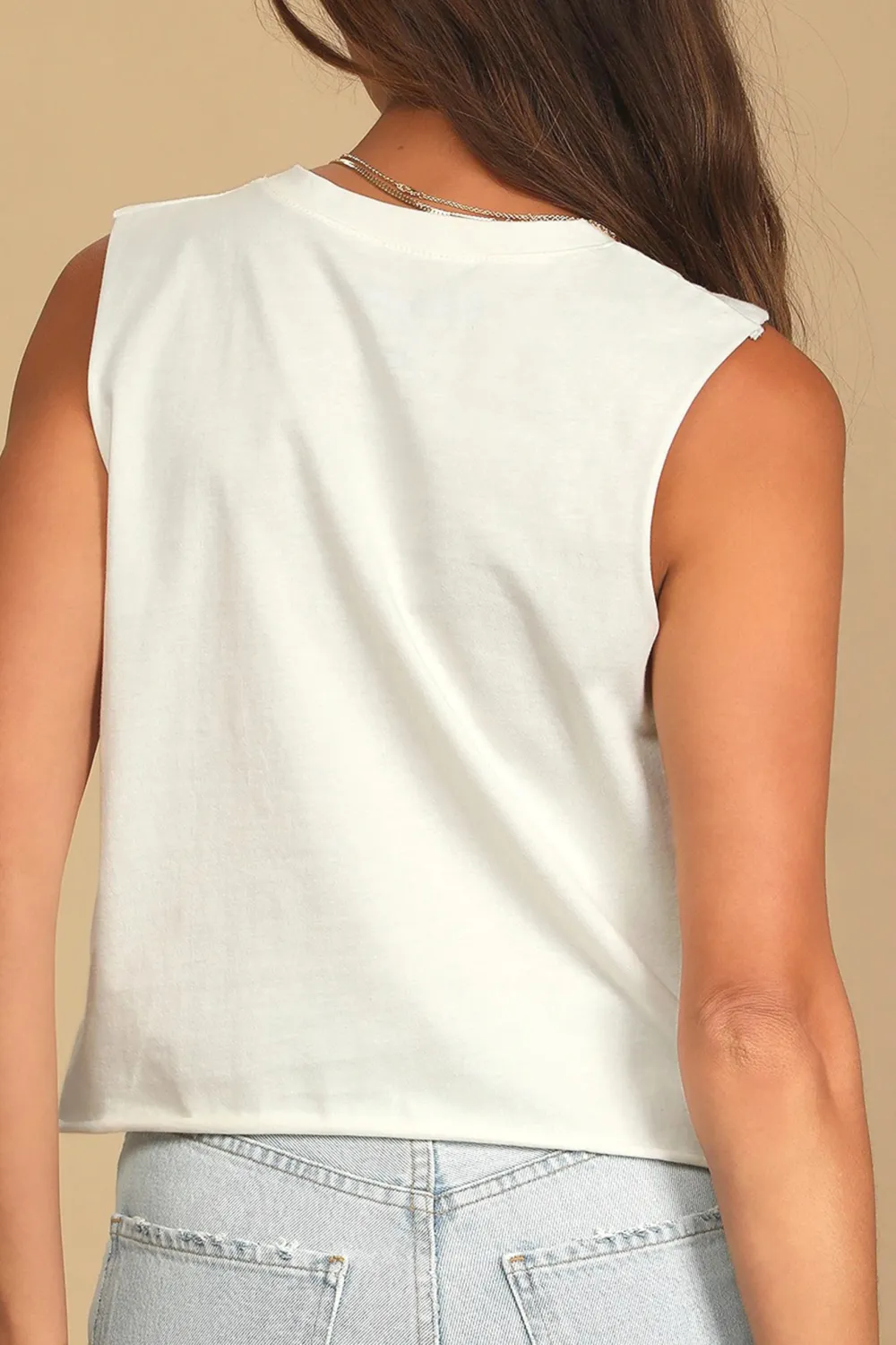 Casual Style Cropped Graphic Muscle Tank Top