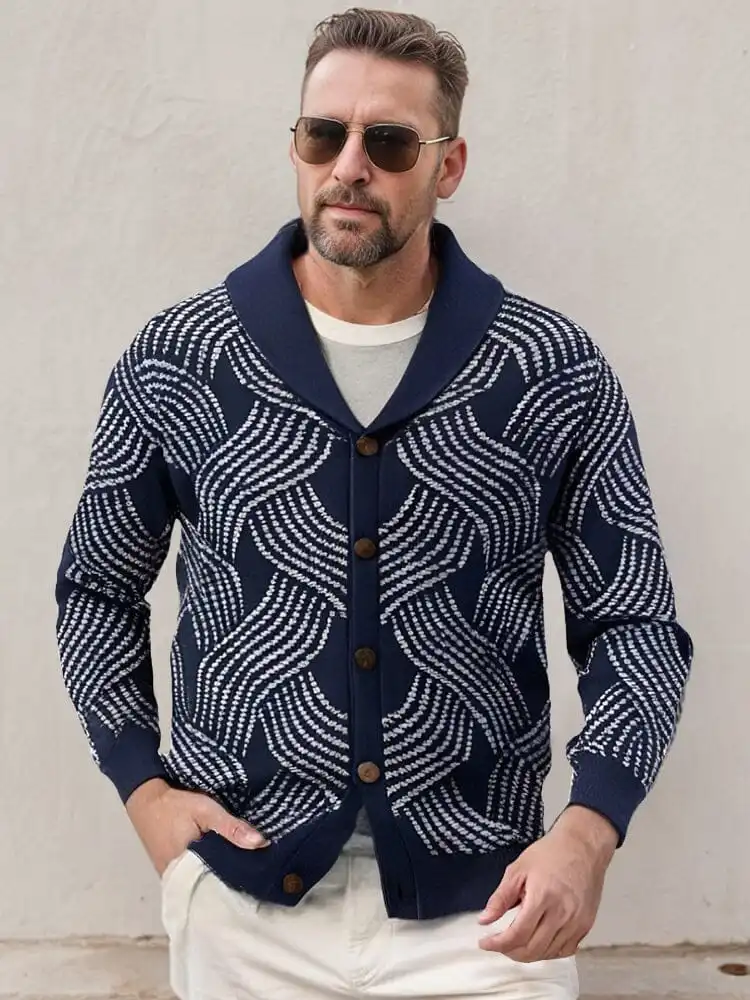 Comfy Jacquard Knit Jacket Sweater