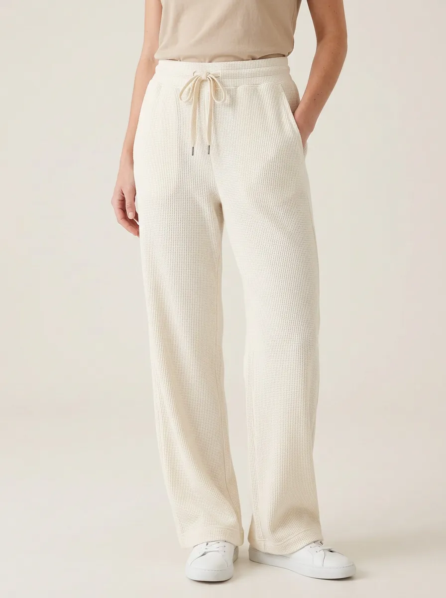 Women's Casual Waffle Knit Drawstring Lounge Pants
