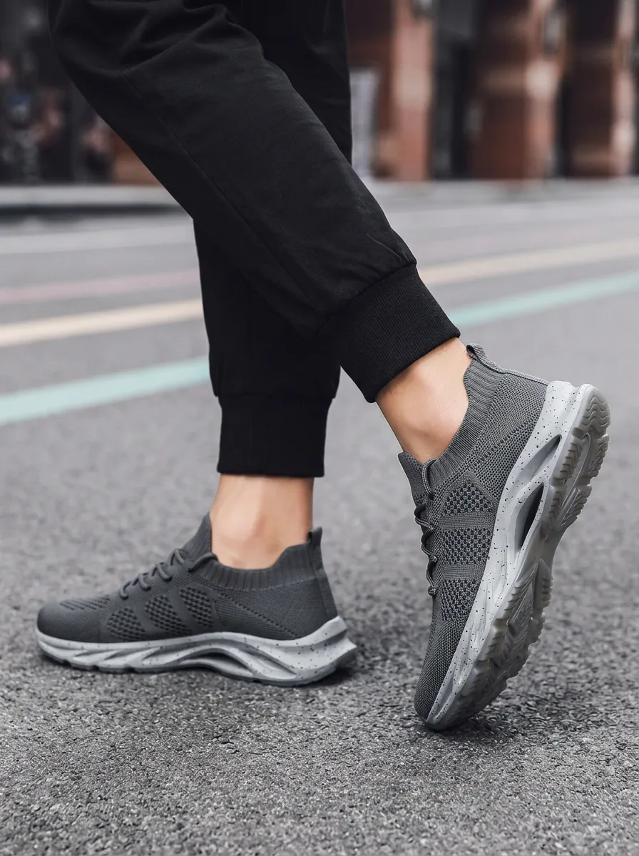 Men's Knit Speckled Sole Casual Sport Mesh Athletic Sneakers