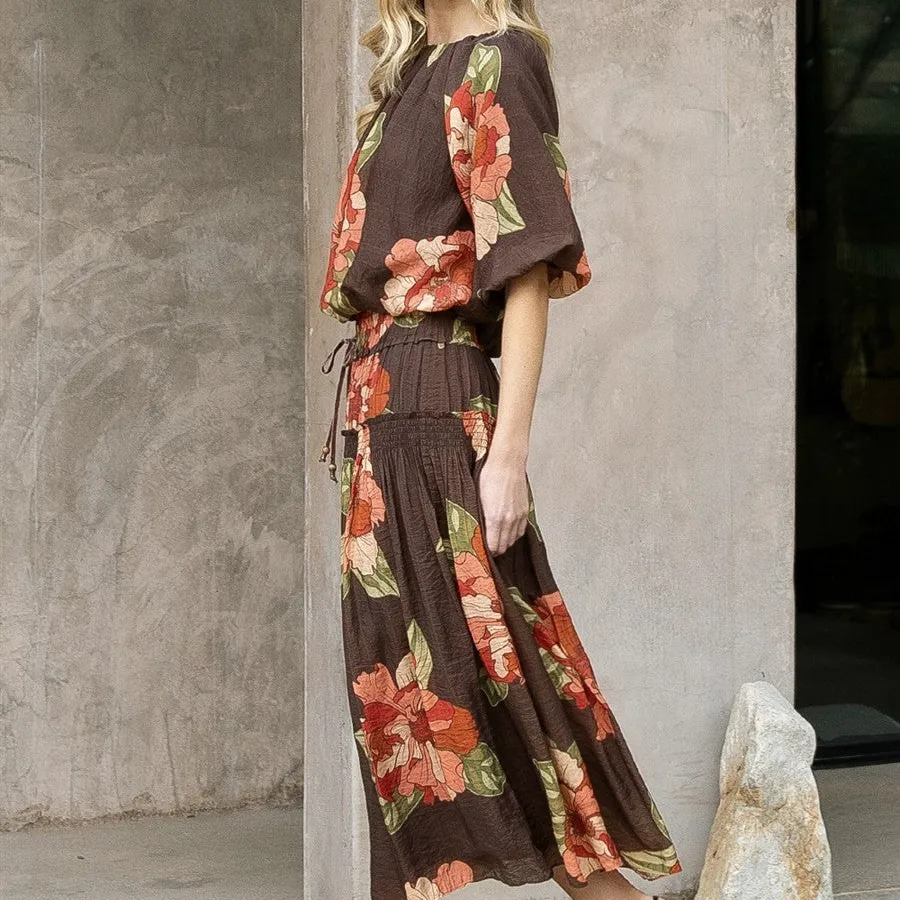 Bubble Hem Floral Top Sets