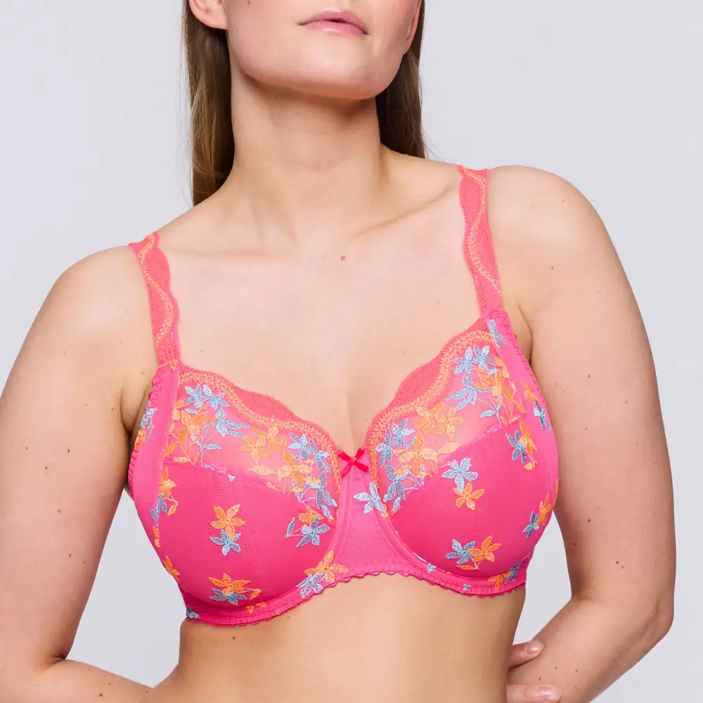 Women's Full Coverage Underwire Embroidery Mesh Cotton Blend Fuller Bust Bra