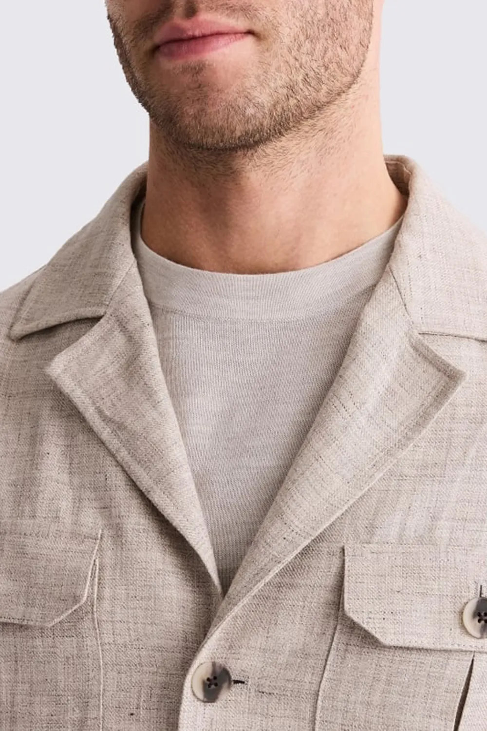 Linen Pleated Jacket with Neutral Textured Colors