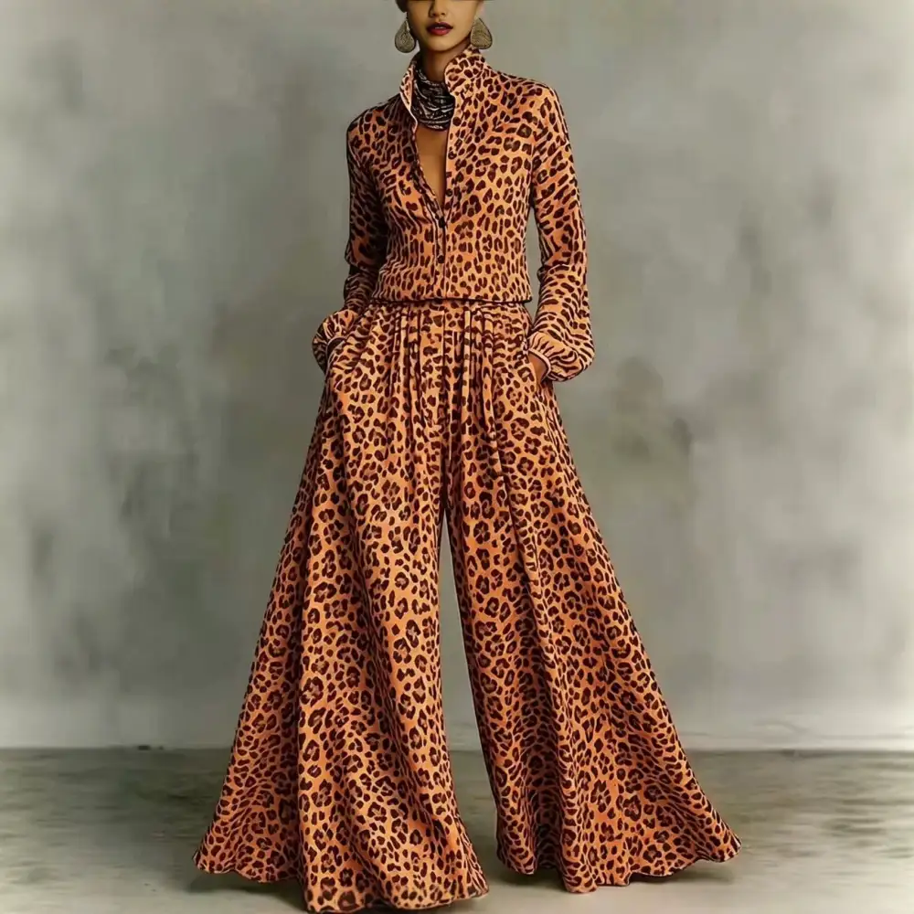 Wide-Leg Long-Sleeve Women's Matching Set