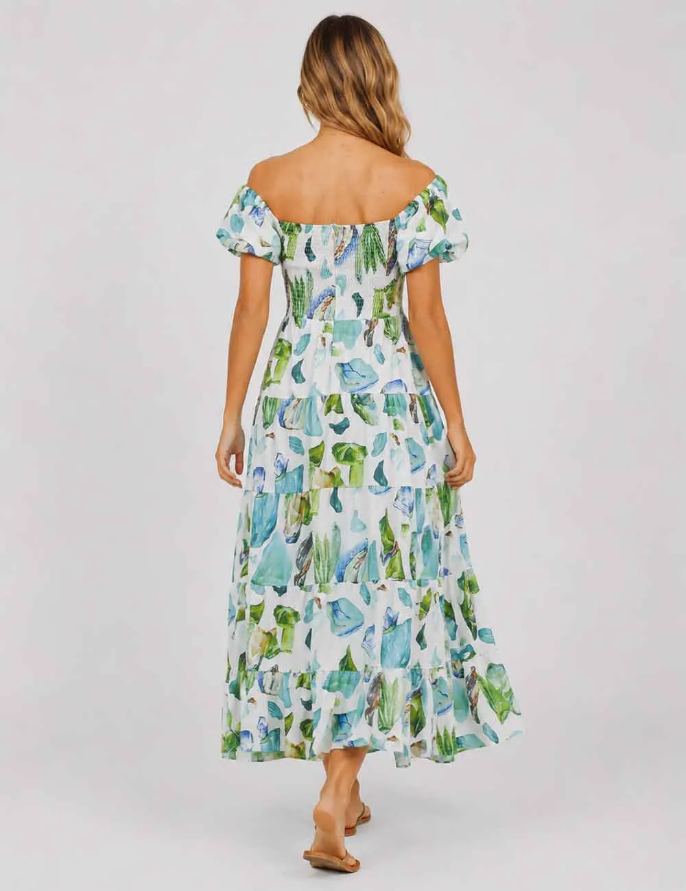 Bubble Short Sleeves Maxi Dress