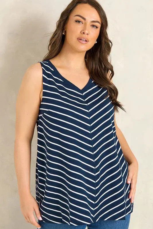 ESSENTIAL 4 Pack Navy Blue & White Vest Tops