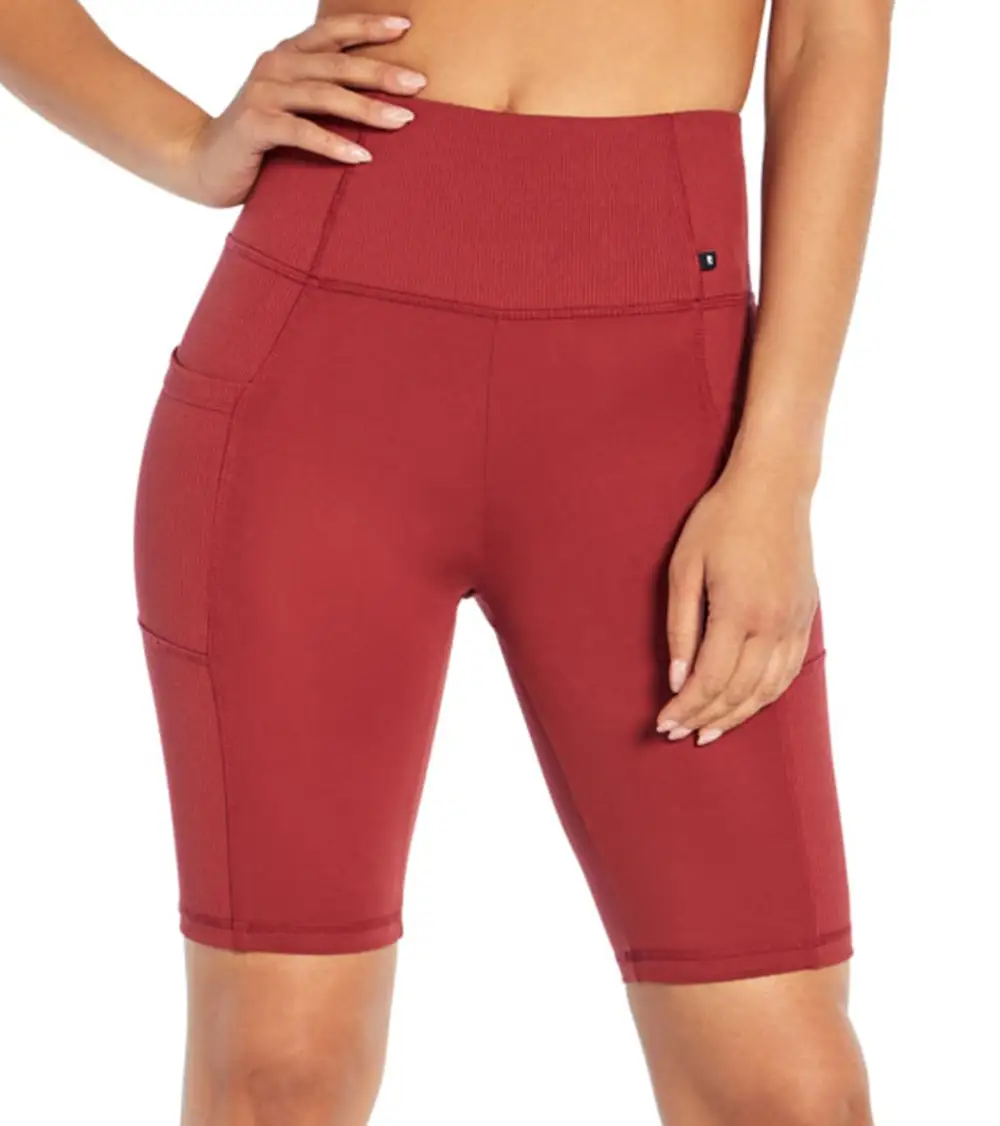 Rib Panel Pocket Yoga Shorts