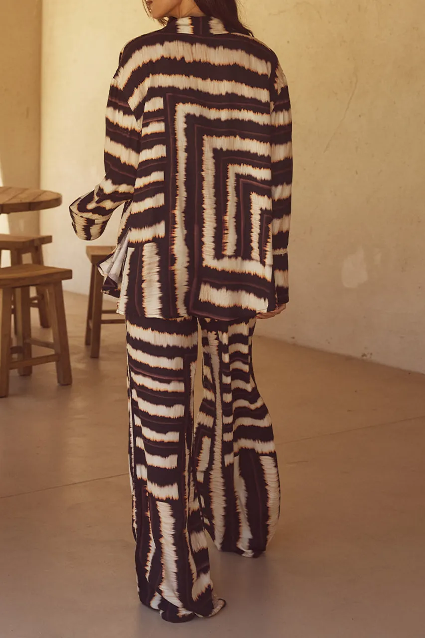 Geometric Print High Waisted Pants