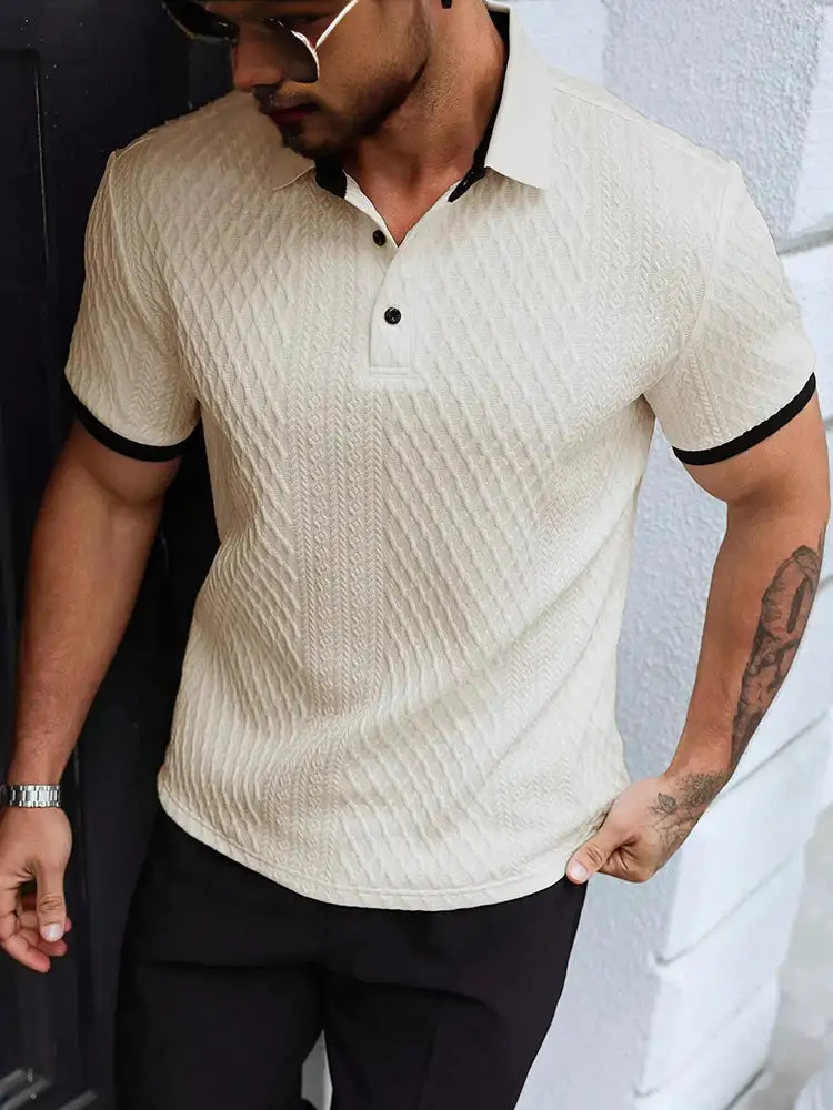 Contrast Trim Cool-Touch Cotton Knit Short Sleeve Shirt