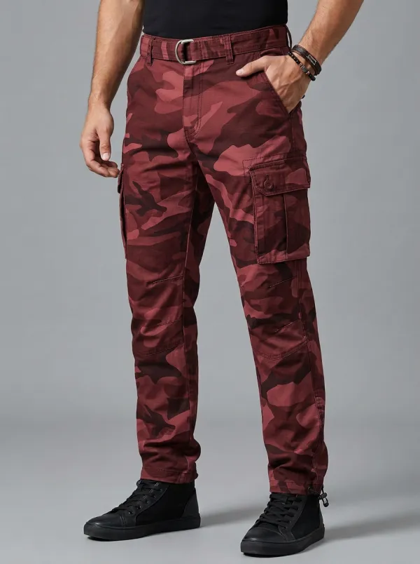 Men's Military Tactical Grey Camouflage Printed Cargo Pants