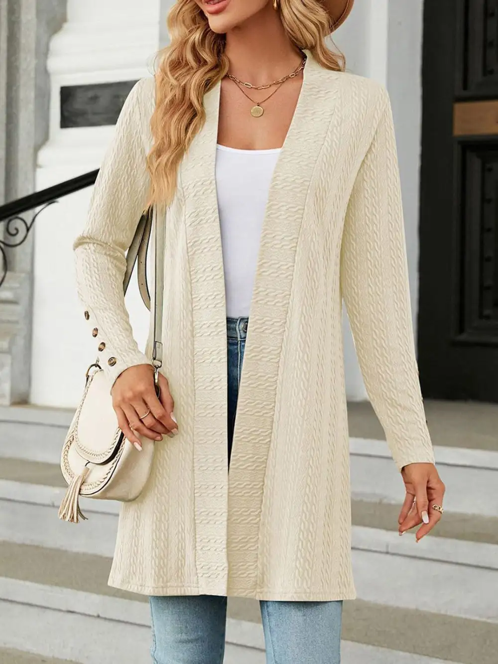 Open-Front Long-Sleeve Cardigan