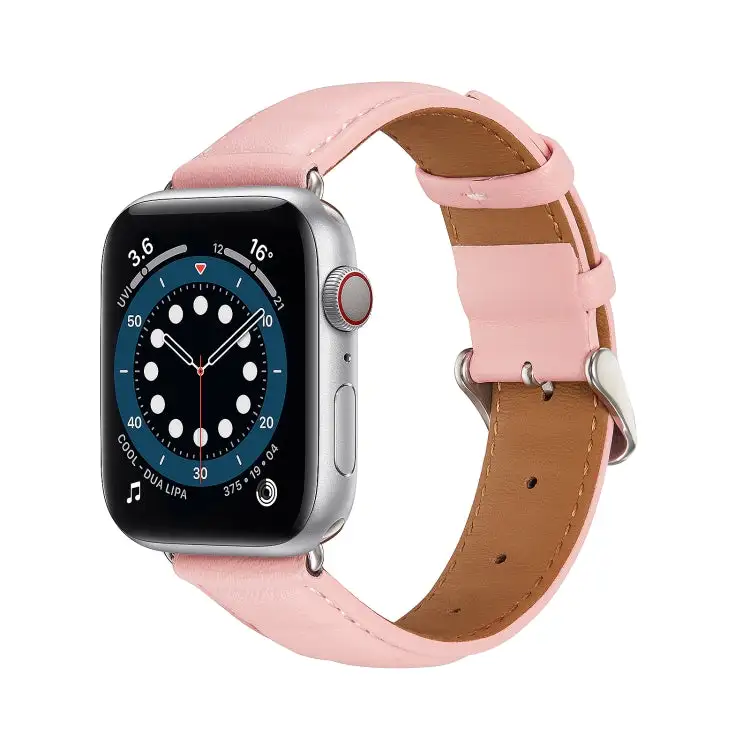 Genuine Leather Watch Strap for Watch Series 9 & 8 & 7 41 mm / SE 3 & SE 2 & 6 & SE & 5 & 4 40 mm / 3 & 2 & 1 38 mm - Pink