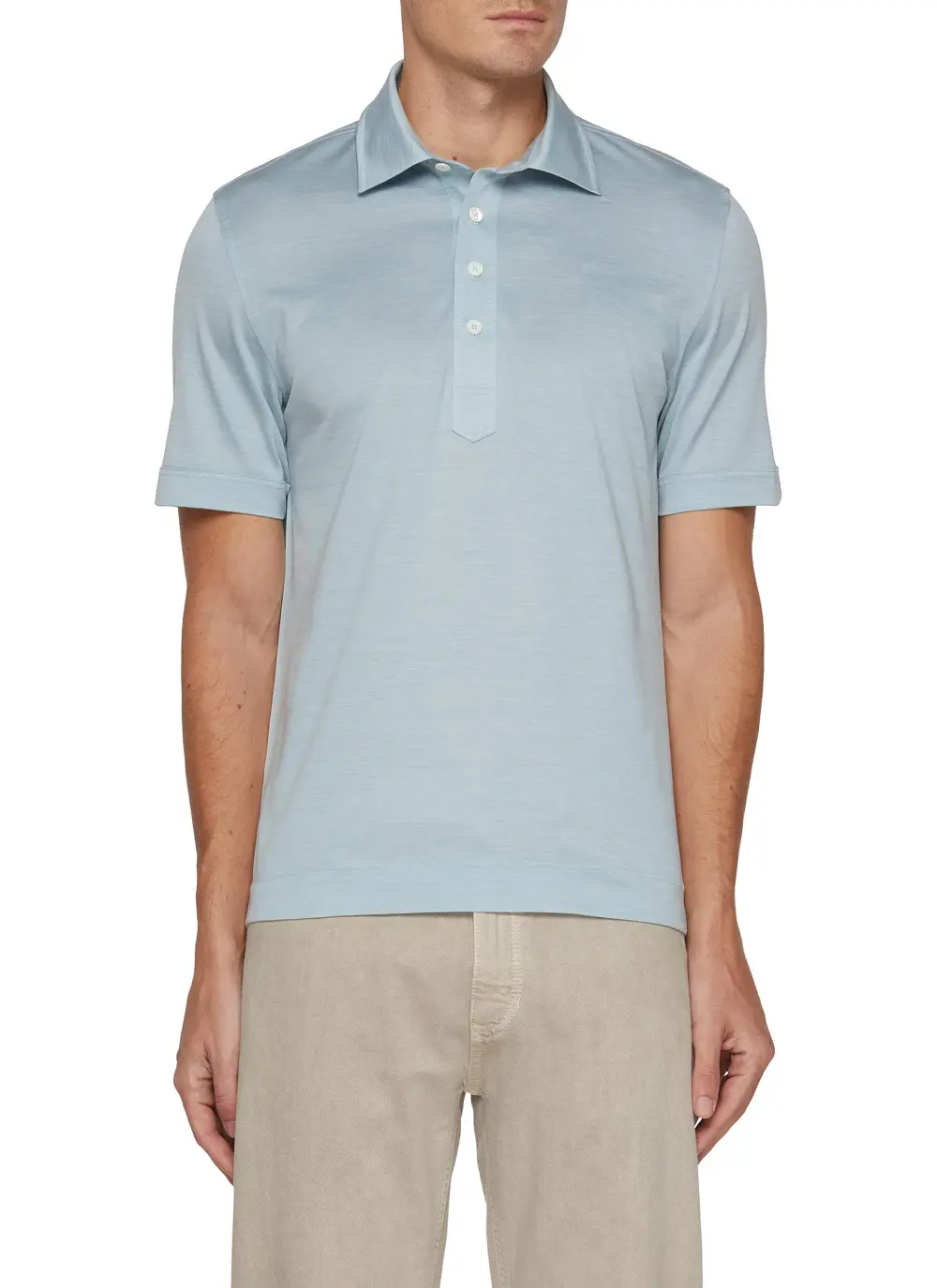 Minimalist Elegant Comfortable Versatile Light Blue Polo Shirt