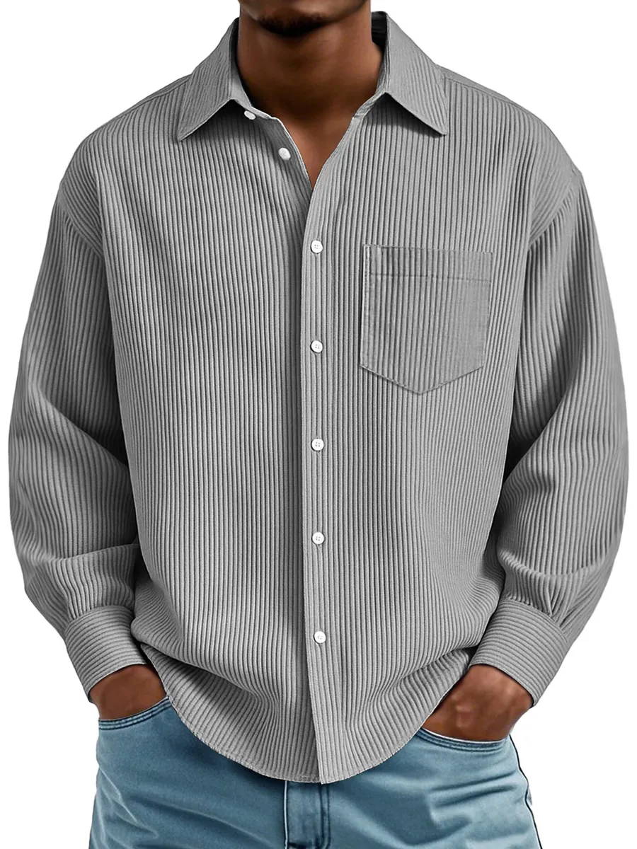 Ribbed Knit Pocket Shirt