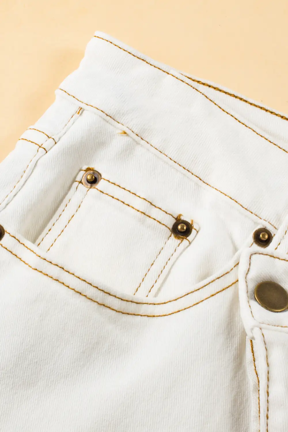 White Asymmetric Waist Design Stylish Denim