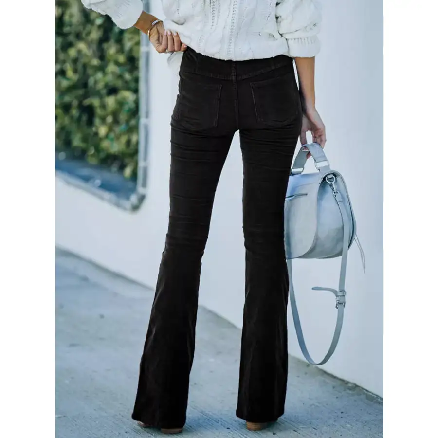 Full Size Corduroy Flare Pants Plus Size