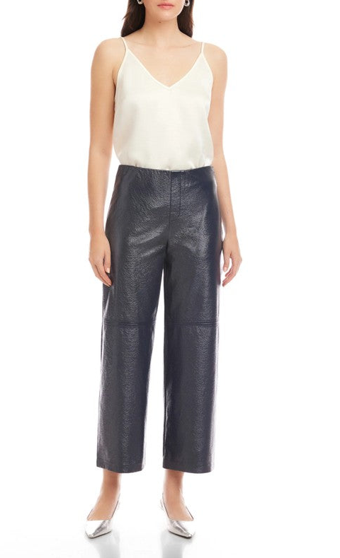 Faux Patent Leather Cropped Pants