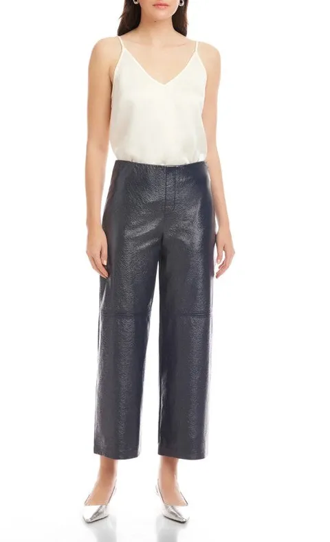 Faux Patent Leather Cropped Pants