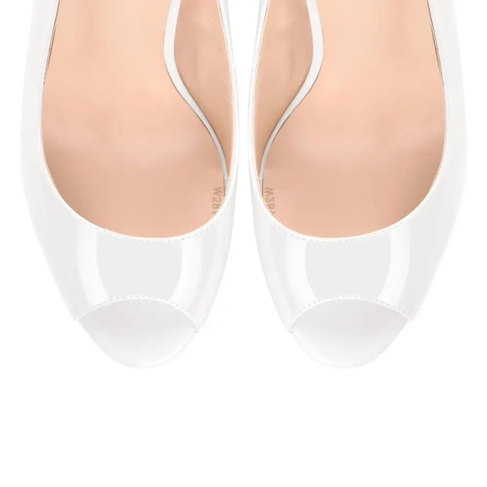 Polished Peep Toe Low Platform Stiletto Pumps