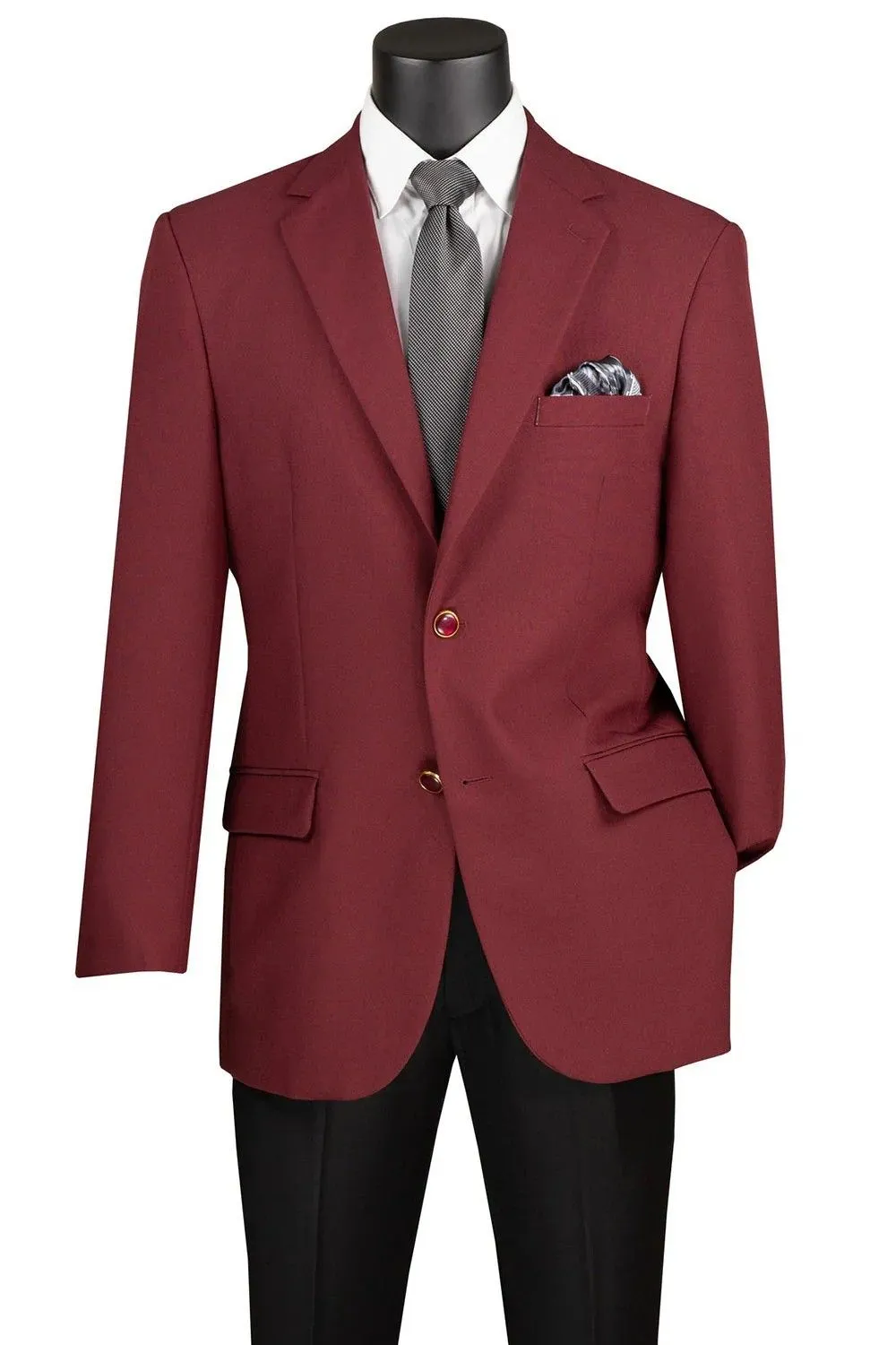 Burgundy Regular Fit Solid Single Breasted Notch Lapel Side Vents Blazer