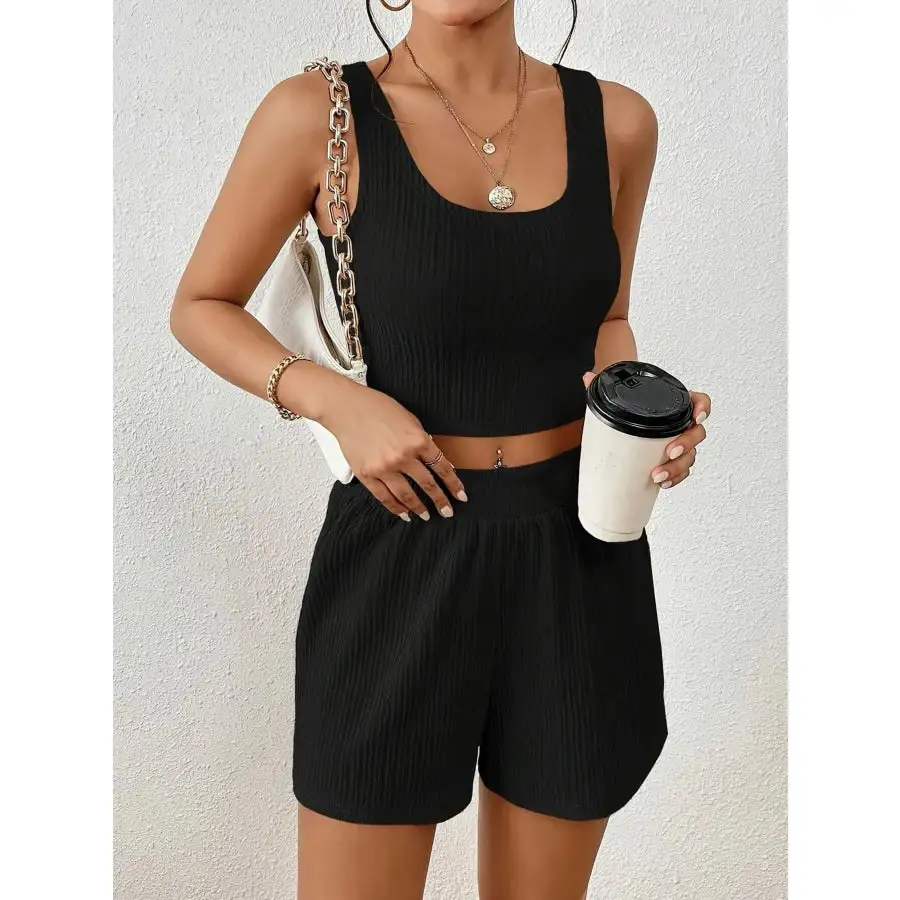 Scoop Neck Top and Shorts Set
