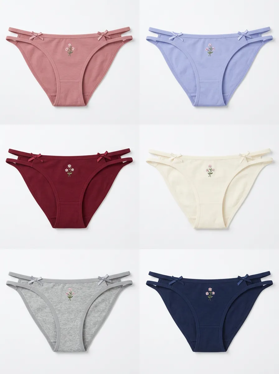 Women's Cut-Out Floral Embroidered Brief Set