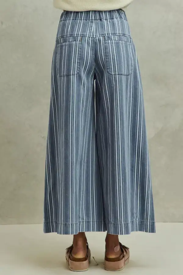So Me Mid Rise Stripe Denim Washed Pleat Wide