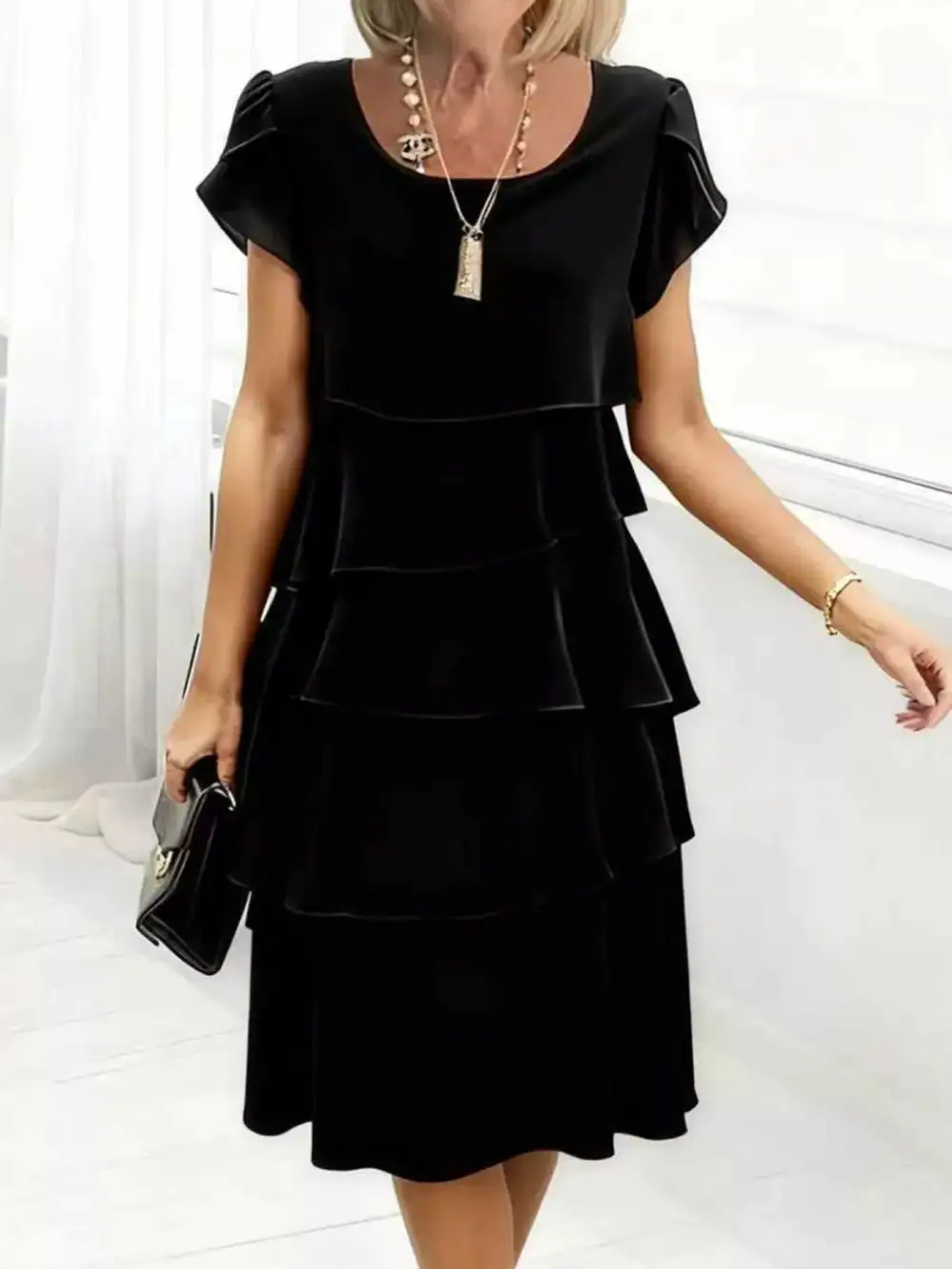 Layered Detail Ruffle Dress