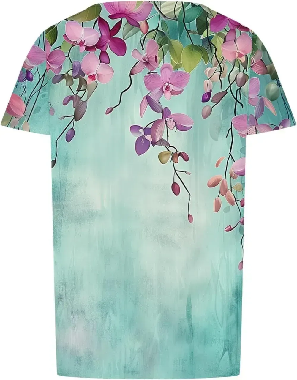 Womens Summer Pleated Front Shirts Tunics Casual Short Sleeved Loose Round Neck Boho Printed Tops Vacation Blouse